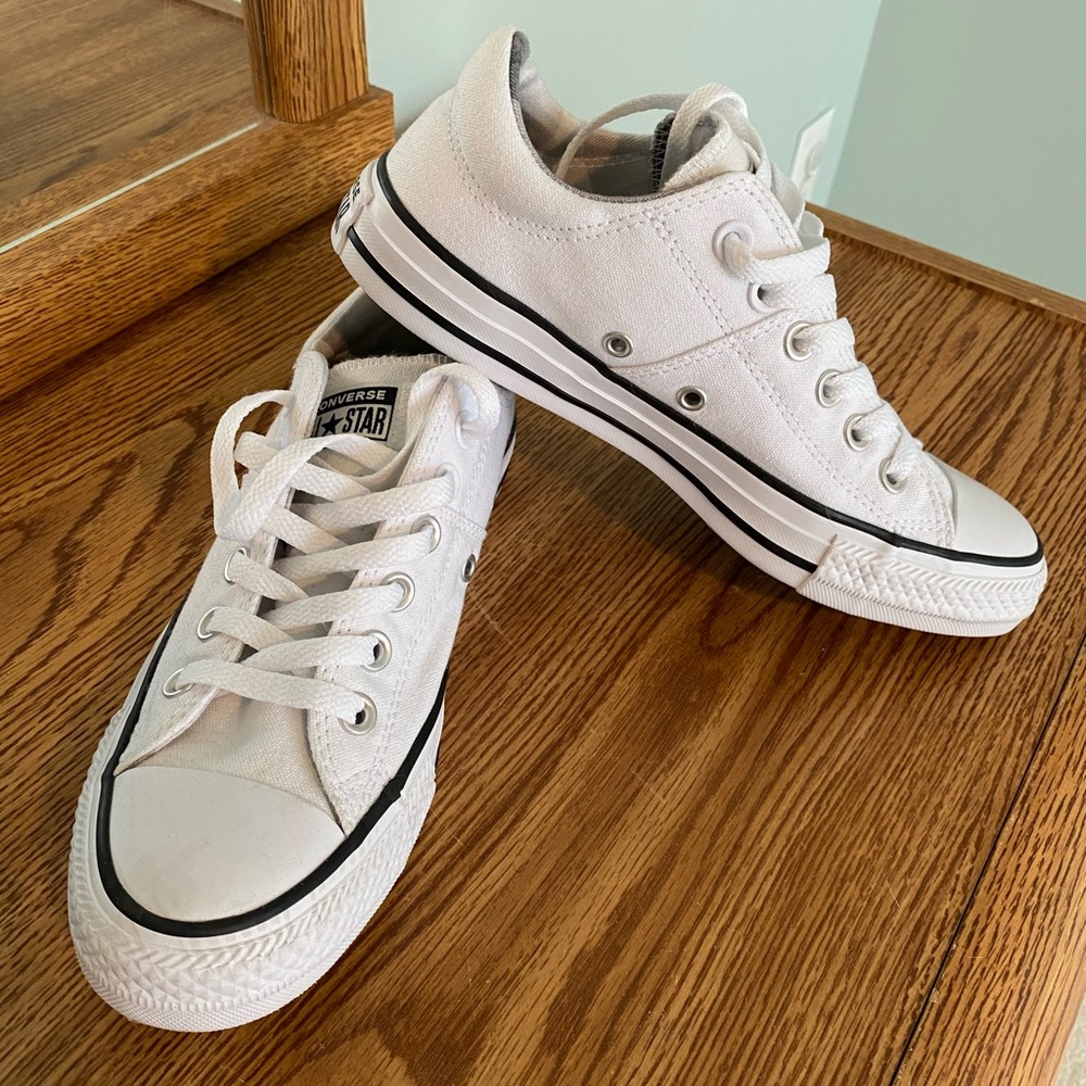 NEW White & Black Stripe Converse Madison Low Cut